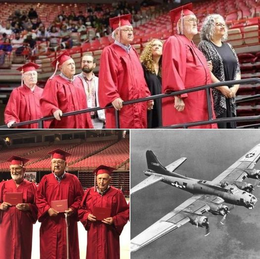 Four veterans receive their diplomas nearly 70 years after they left high school to join the Air Force